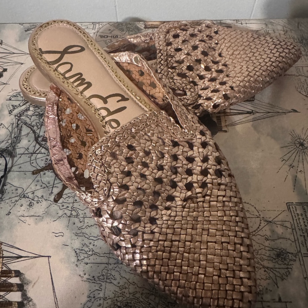 Sam Edelman Women's Woven Rose Gold Mules